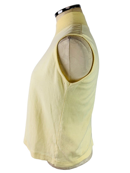 Medium Charter Club Classic Light Yellow Mock Neck Pullover Sleeveless Top Women's