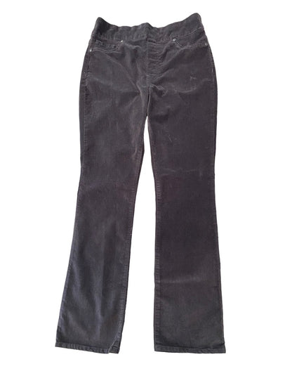 Small DG2 Diane Gilman Women's Dark Gray Stretch Velvet Pull On Pants