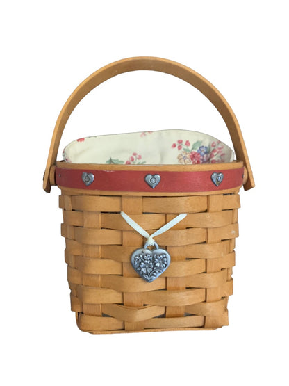 Longaberger 2001 Love Notes Basket with Protector Liner  and Tie On