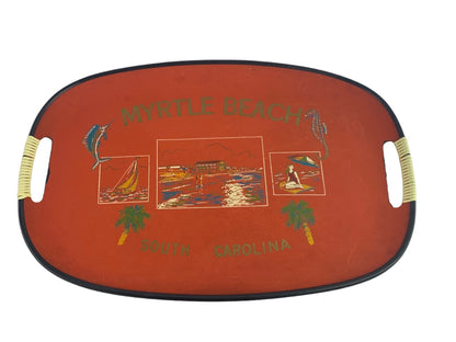 Vintage Myrtle Beach South Carolina Serving Souvenir Tray Orange 17.5" x 11.5"