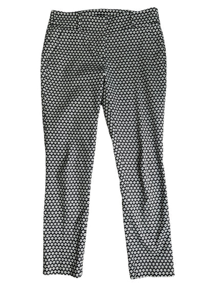 4 LOFT Marisa Skinny Diamond Pattern Pants Black White