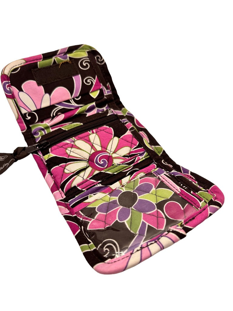 Vera Bradley Purple Punch Pattern Trifold Wallet Hook and Loop Closure