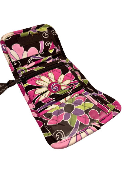 Vera Bradley Purple Punch Pattern Trifold Wallet Hook and Loop Closure