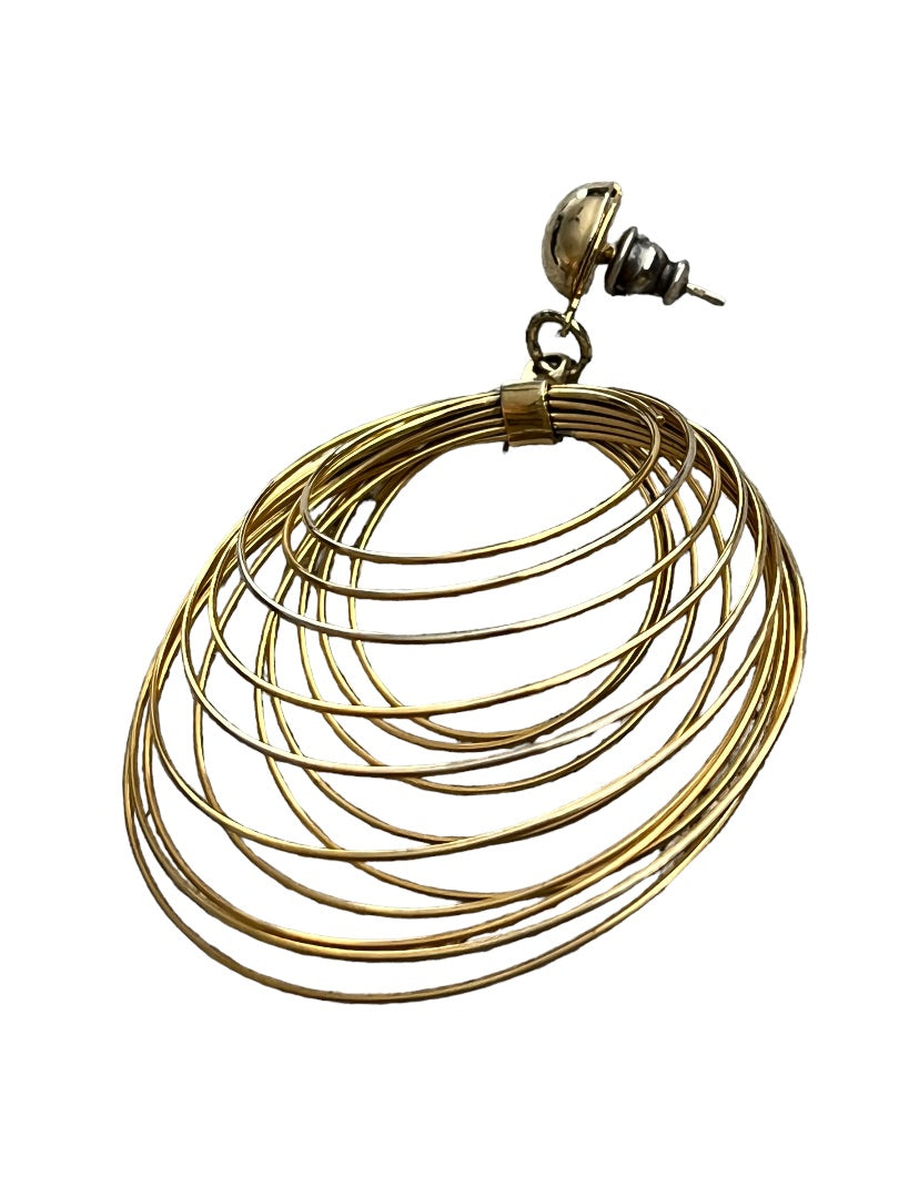 Goldtone Multi Hoop Post Dangle Earrings Vintage 80's