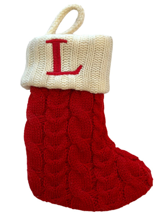 St. Nicholas Square Mini 7" Knit Monogram Christmas Stocking "L"