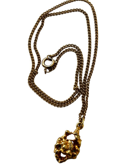 Goldtone Chain 18" Necklace with Metal Nugget Charm 1"