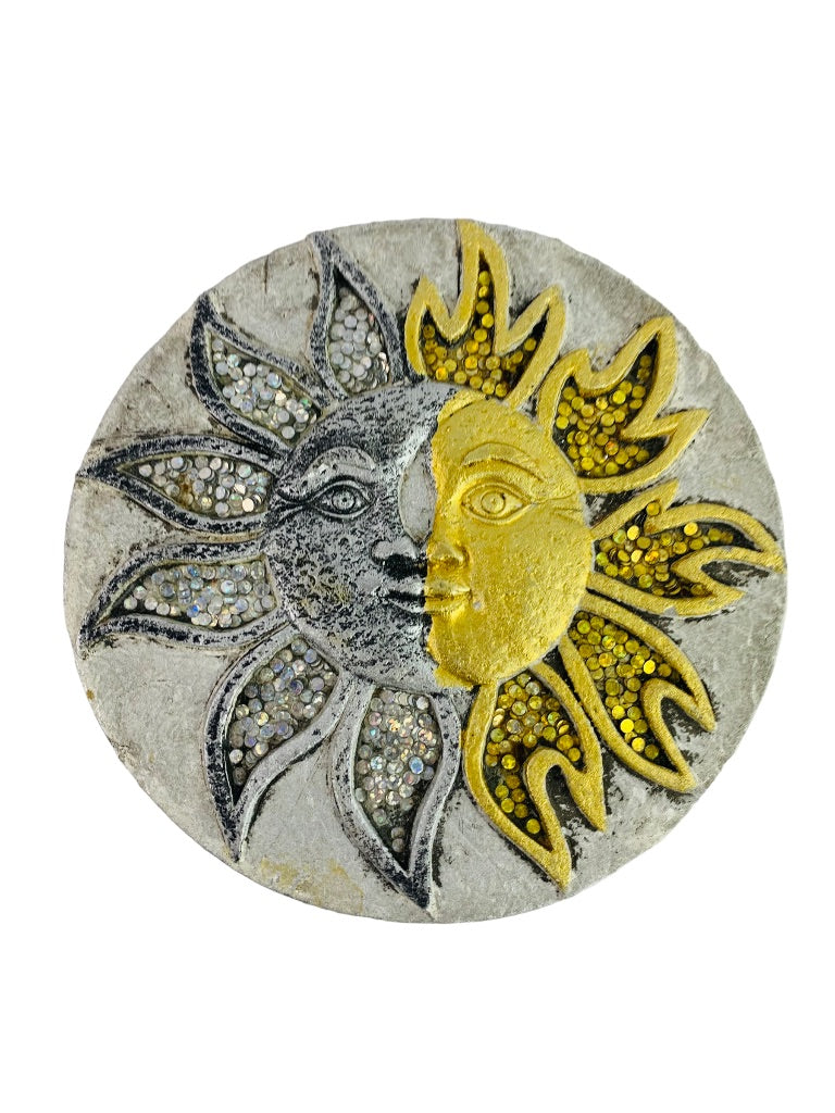 Sun and Moon Wall Tabletop Decor 6.5" Round Concrete Decor