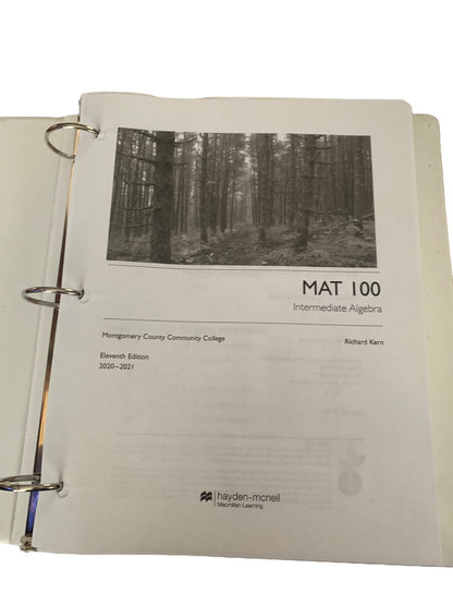 MAT 100 Intermediate Algebra Textbook Binder Eleventh Edition MacMillian Learning Curriculum Solutions