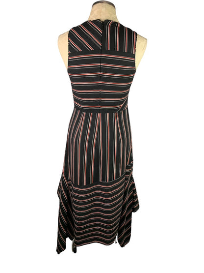 Small Chelsea28 Striped Midi Asymmetrical Hem Dress Navy Blue