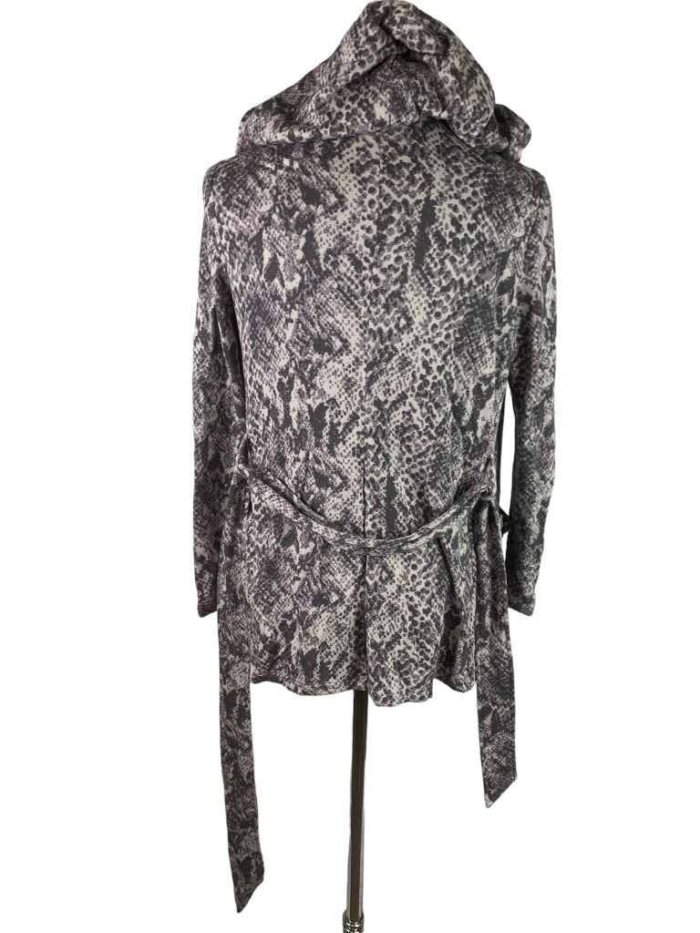 XS Serena Williams Women's Reptile Print Tie Belt Lounge Jacket Hooded Sweatshirt