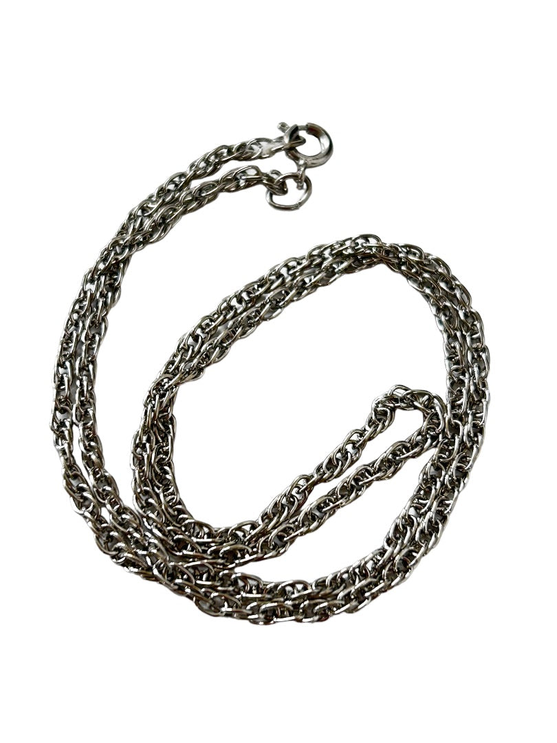Silvertone Spiral Chain 18" Necklace Lobster Clasp