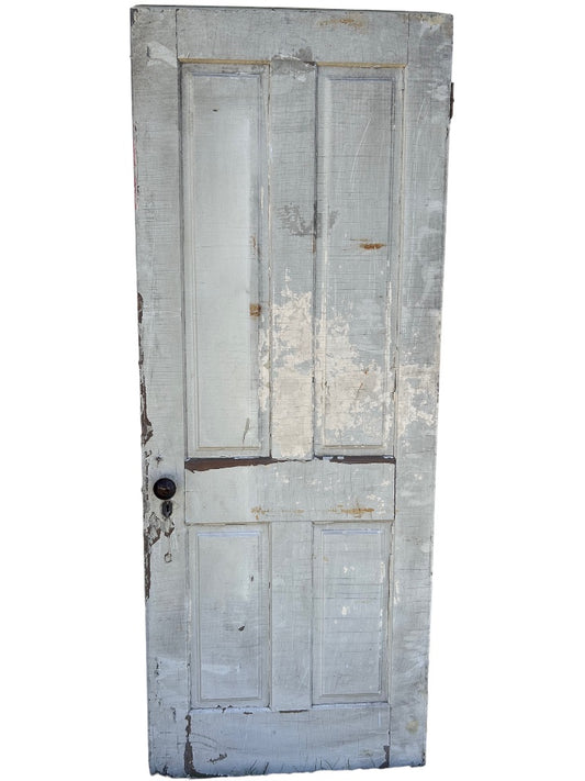 Antique 4 Panel Solid Wood Door Architectural Salvage 77.5"h x 30.25"w White