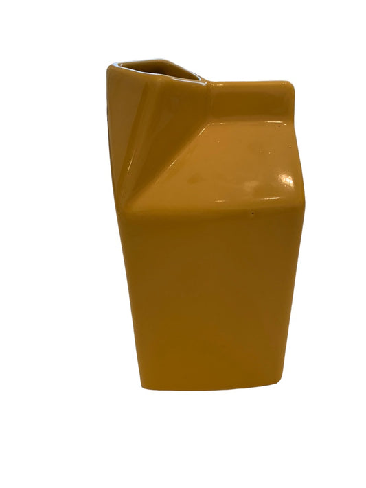 Food Network Stoneware Milk Carton Yellow Gold Dishwasher Microwave Safe