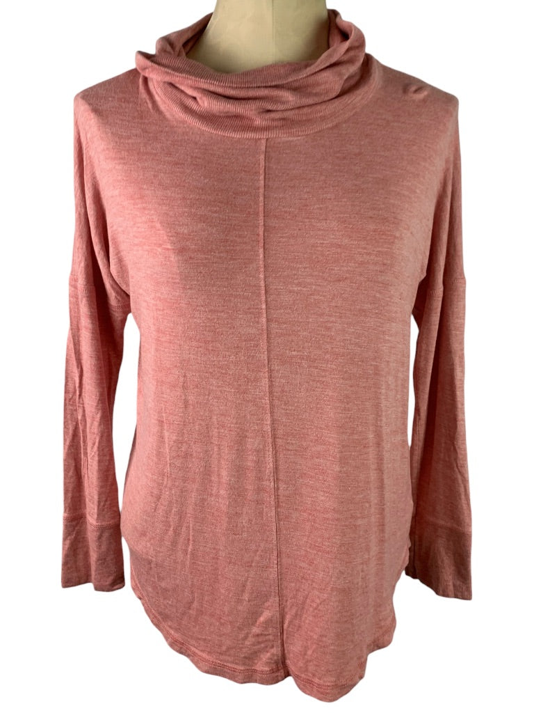 Small Rachel Zoe Red Pink Heathered Cowl Neck Jersey Knit Women's Pullover Top