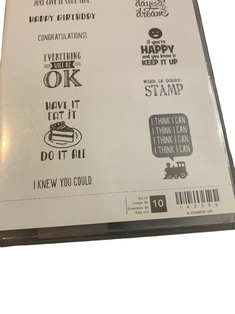 Stampin' Up! Designer Tee Wood Mount Stamp Birthday Cake Motivation 143356