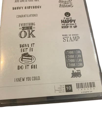 Stampin' Up! Designer Tee Wood Mount Stamp Birthday Cake Motivation 143356