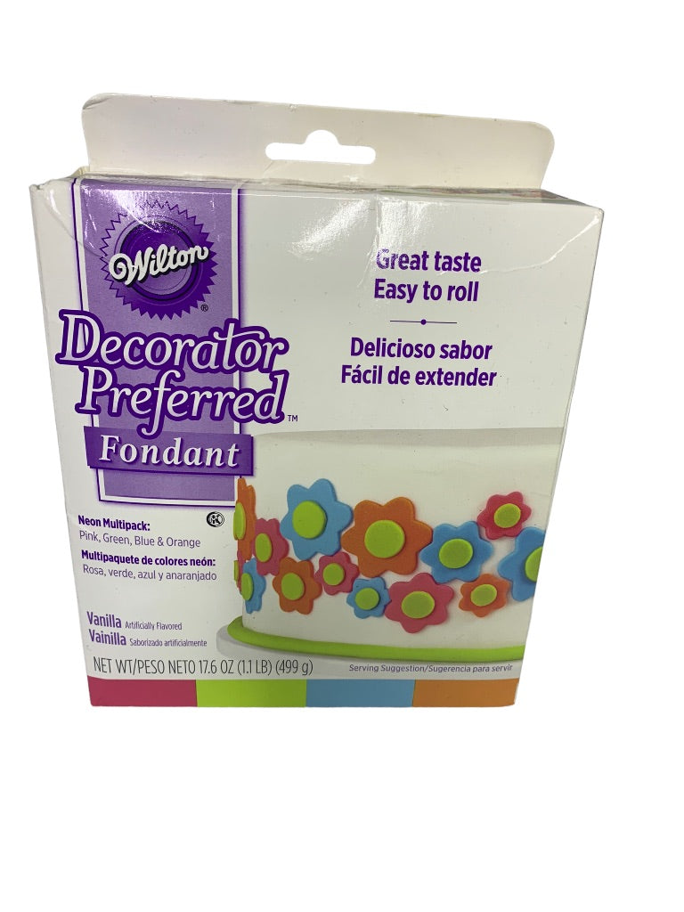 Wilton Decorator Preferred Neon Fondant 4-Pack Fondant Icing Vanilla 17.6oz