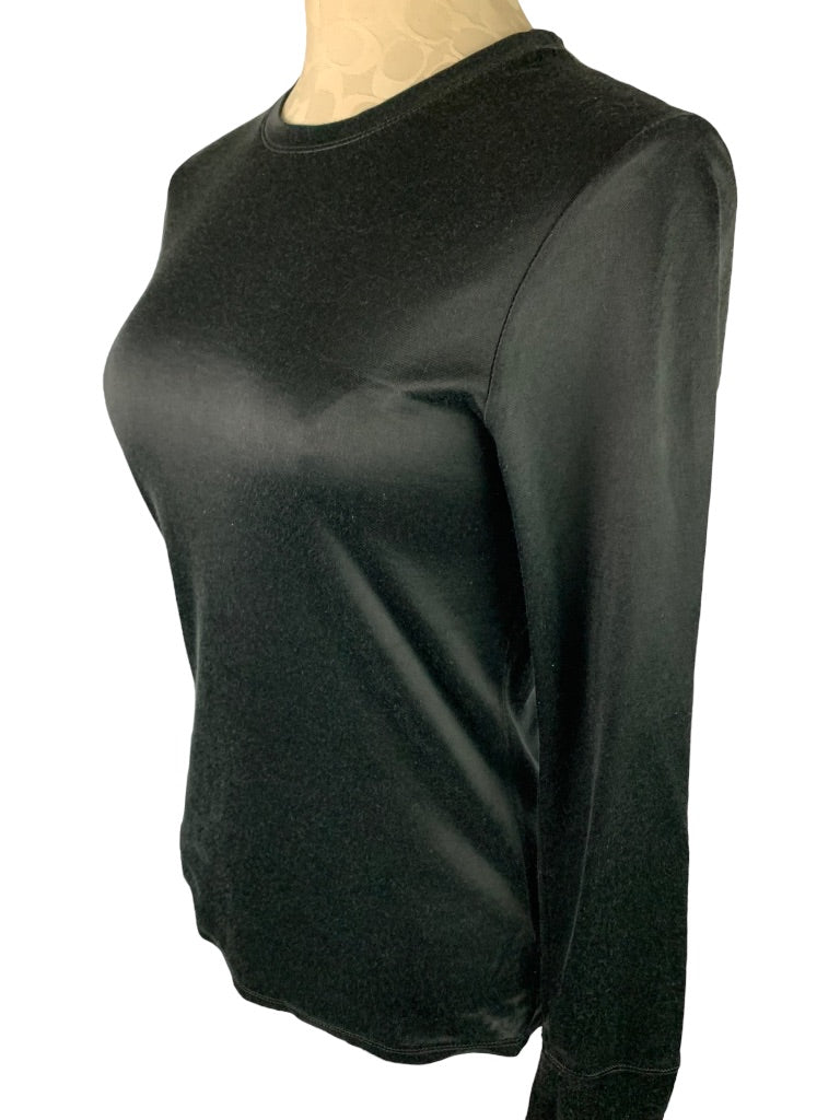 Medium Warm Essentials by Cuddl Duds Women's Black Base Layer Long Sleeve Shirt