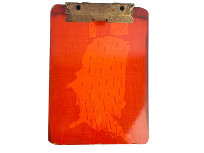 Midcentury Clipboard Orange Red Map of United States 9" x 12"