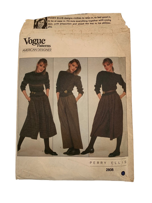 Vogue Perry Ellis Vintage Uncut Sewing Pattern 2808 Size 12
