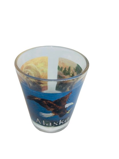 Alaska Souvenir Wildlife Shot Glass Photos Barware