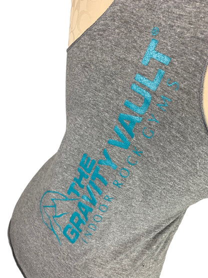 Small Women's Gray Soft Racerback Tank Top "The Gravity Vault"