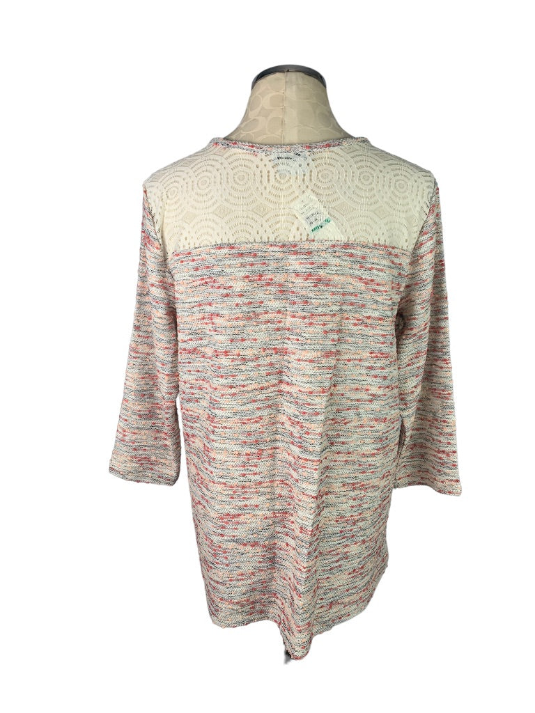 Large Van Heusen Women's 3/4 Sleeve Lace Detail Sweater New