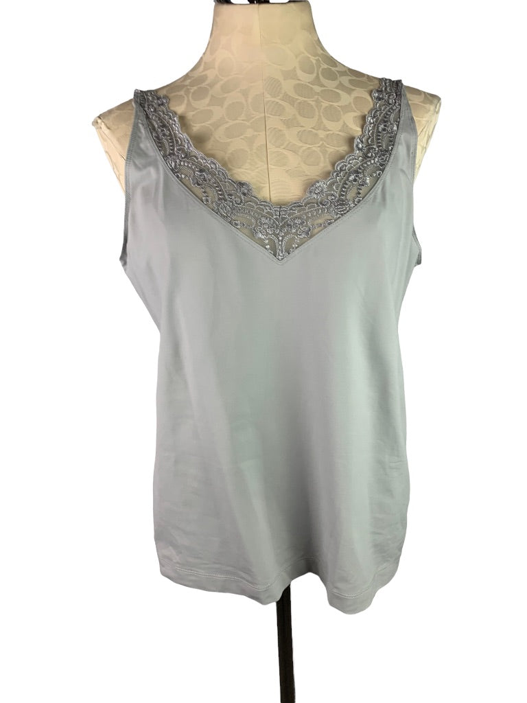 XL Chico's (Size 3) Gray Lace Trimmed Cami Nylon Blend Adjustable Strap