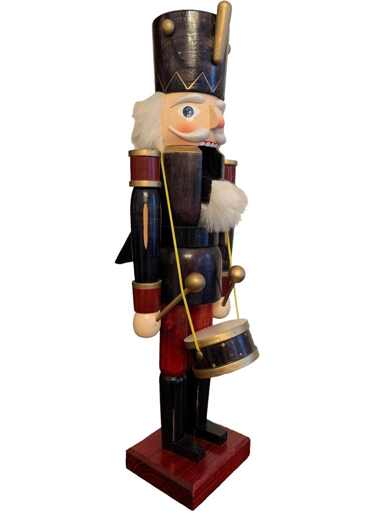 International Bazaar Drummer Nutcracker Blue 20" Hand Painted Wood