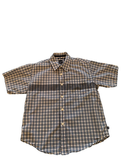 Medium (7/8) Gap Boys Blue Plaid Short Sleeve Button Down Shirt