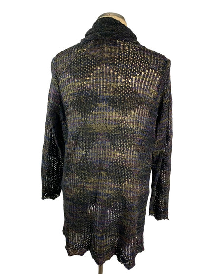 Medium Petite Curio New York Open Cardigan Loose Weave Dark Multicolor