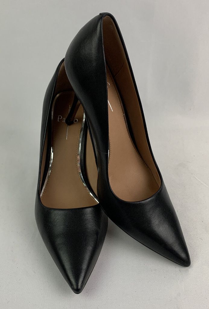 8.5M Linea Paolo Women's Black Leather Pointed Toe 4" Heel "Paris"