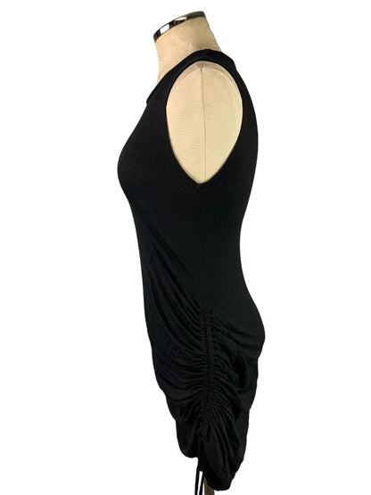 Medium Antistar Black Soft Jersey Knit Dress Sleevelsss Rouched Tie Side