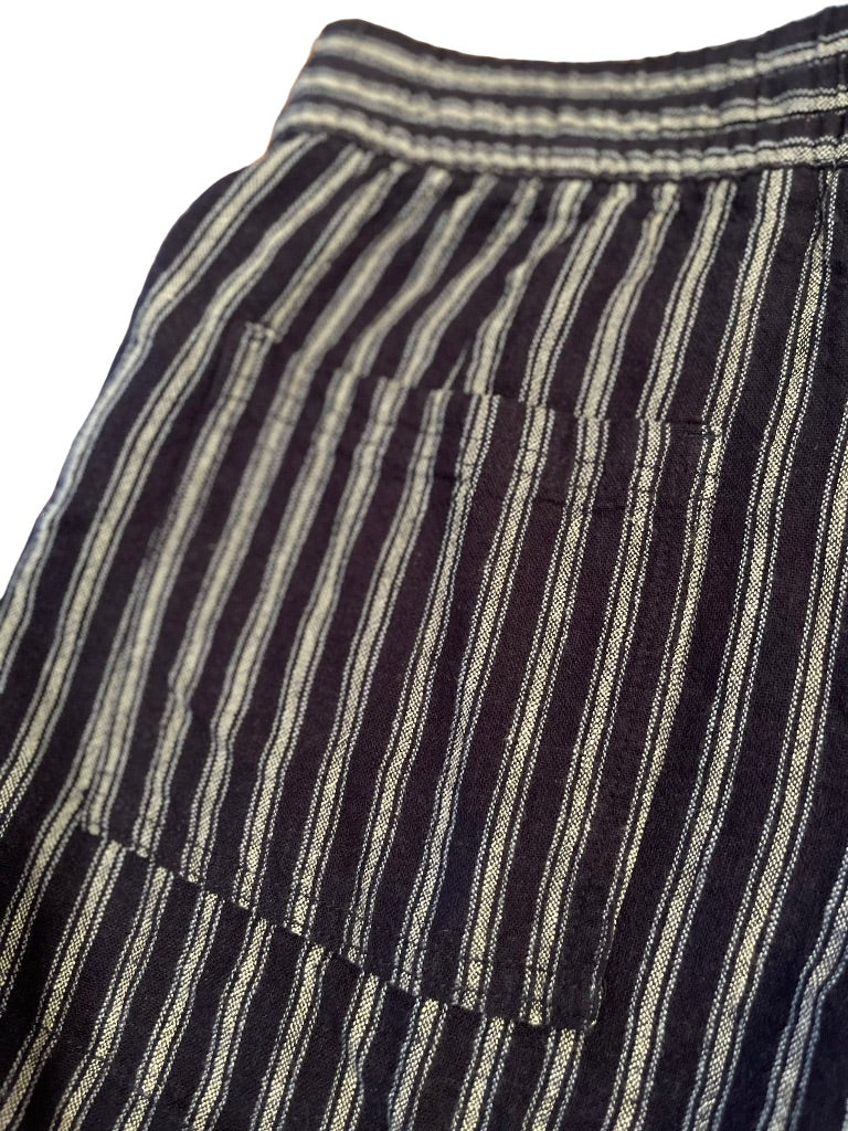 XS Gap Striped 4 Pocket Drawstring Womens Pull On Shorts Blue Linen Blend