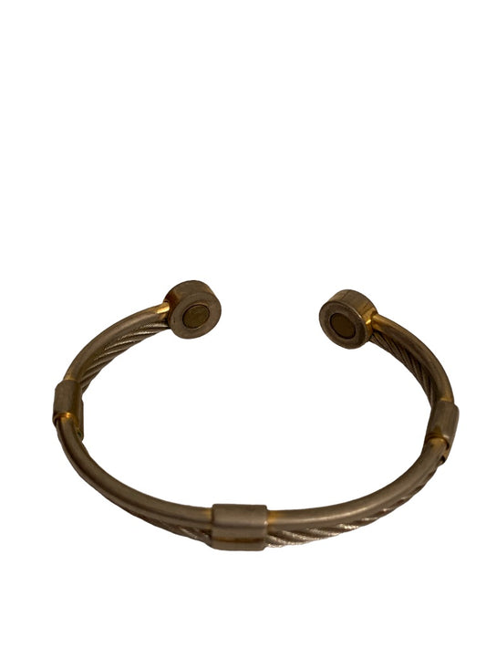 Adjustable Mixed Metals Bangle Bracelet Twisted Open Design