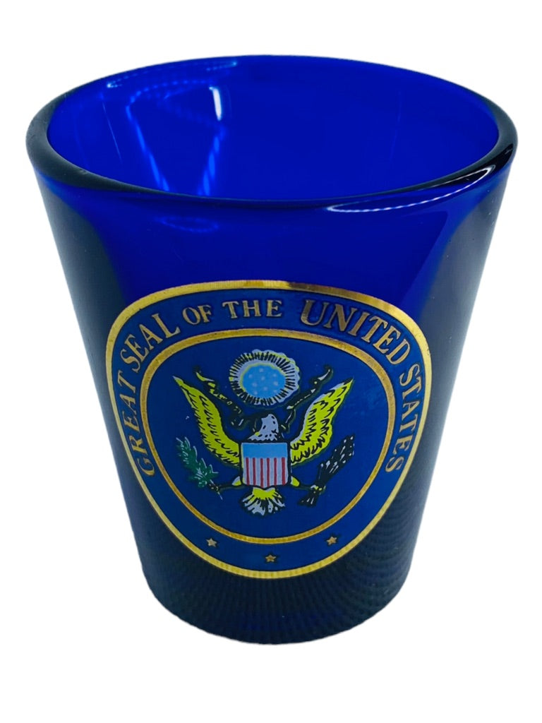 Blue Shot Glass Souvenir Great Seal of the United States Barware