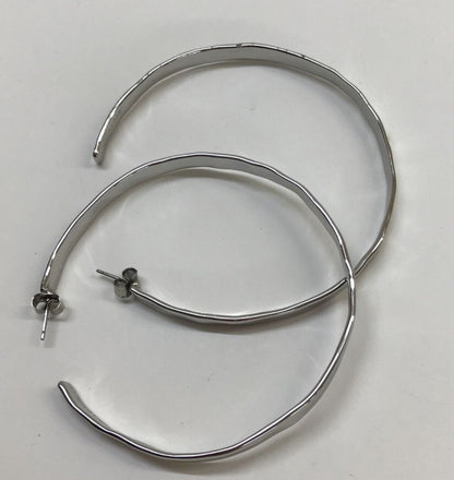 J.Crew Silvertone Post Pierced Oversize Hoops 2 3/4" Hoop Wavy Edges