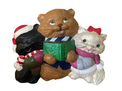 Vintage 1993 Ceramic Hand Painted Caroling Christmas Cats