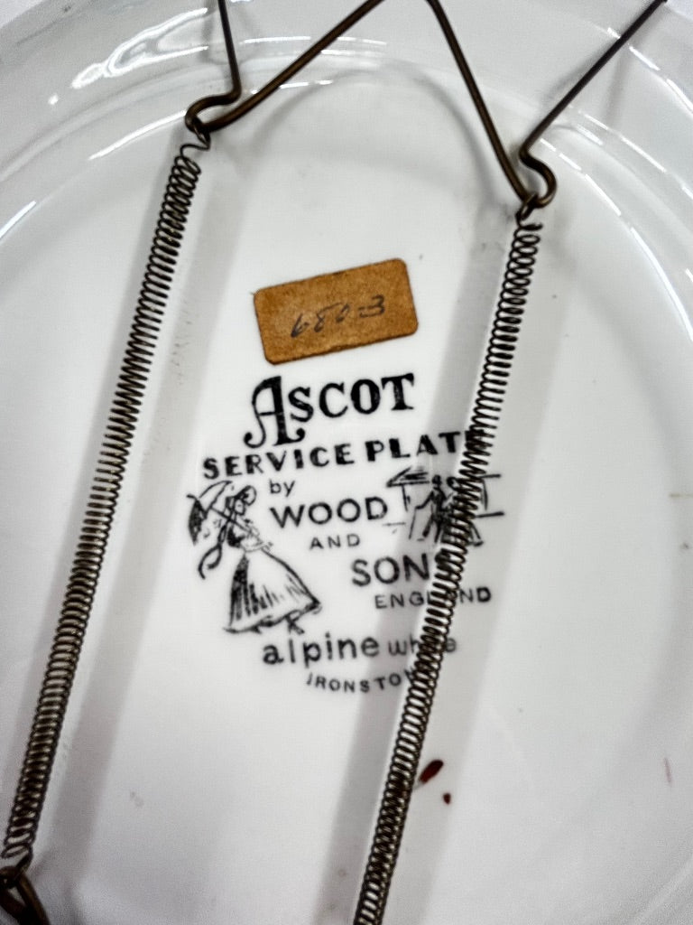 Vintage Ascot Service Plate by Wood and Sons England Alpine White Ironstone 10.5"