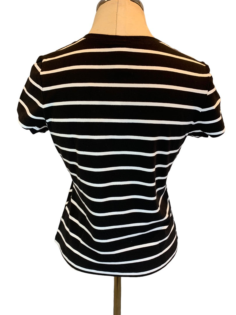 Small STO Susquehanna Trail Outfitters Black White Stripe V-Neck Tshirt New