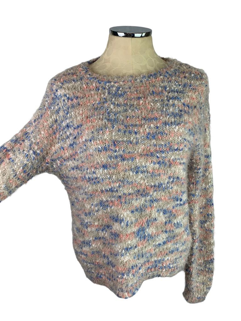 Medium So Fuzzy Women's Sweater Gray Blue Pink Soft Comfy