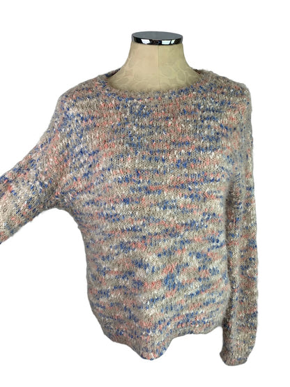 Medium So Fuzzy Women's Sweater Gray Blue Pink Soft Comfy
