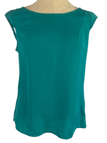 Medium Worthington Green Petal Back Cap Sleeve Pullover Women's Blouse