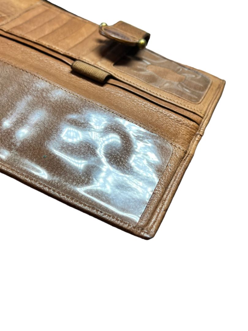 Fossil Brown Bi-Fold Pebbled Leather Wallet Snap Credit Card Check Change Pocket