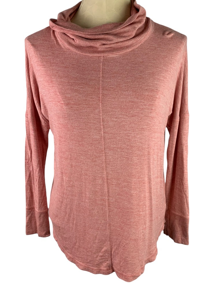 Small Rachel Zoe Red Pink Heathered Cowl Neck Jersey Knit Women's Pullover Top