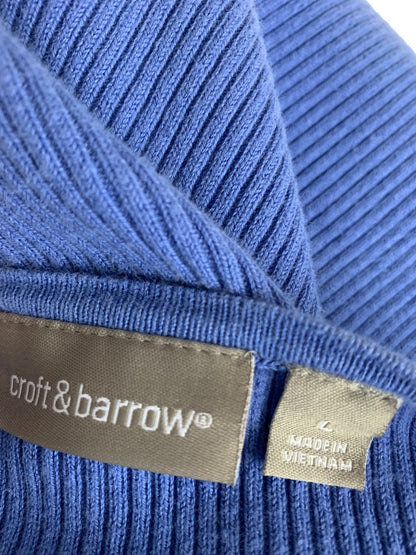 Large Croft & Barrow Women's Periwinkle Blue Ribbed Pullover Sweater Button Detail Sleeve