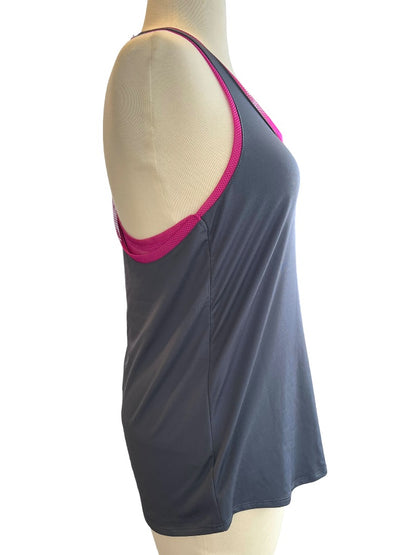 Fabletics Gray With Magenta Mesh Workout Tank Size XS