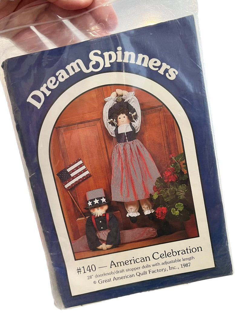 Dream Spinners American Celebration Door Knob Draft Stopper Doll Sewing Pattern Vintage