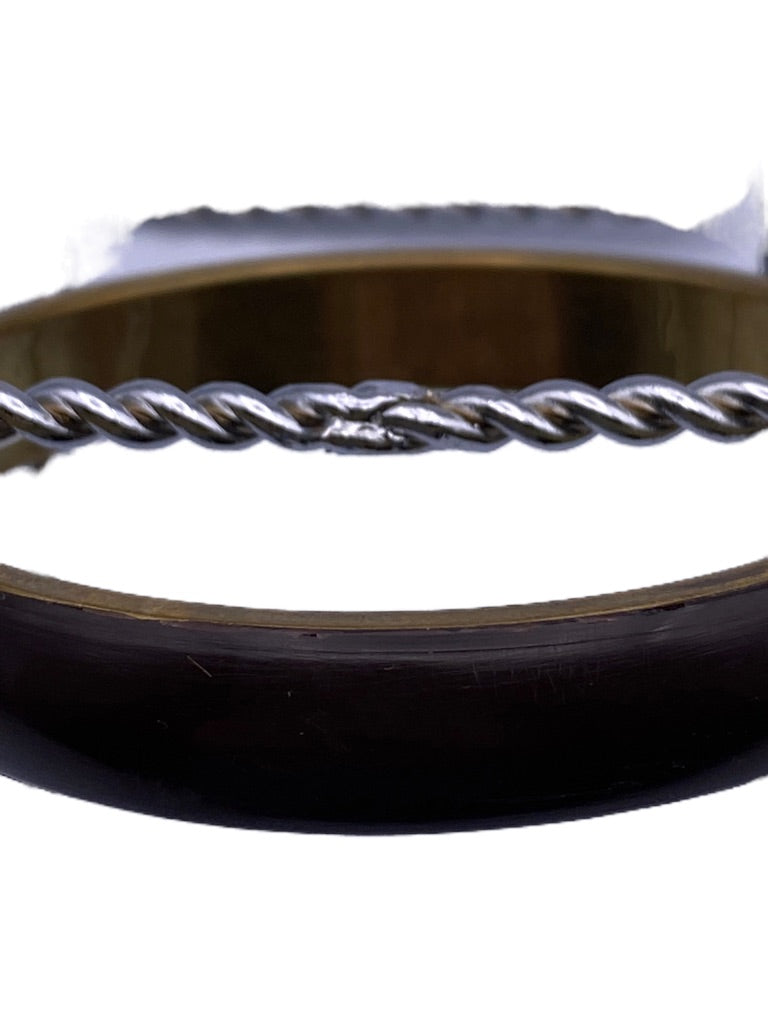 Dark Brown and Goldtone Lightweight Bangle Bracelet 2.5" diameter