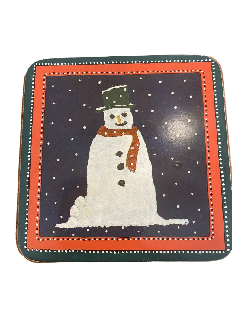 Set of 4 Pimpernel Christmas Coasters Santa Snowman Stocking Pudding